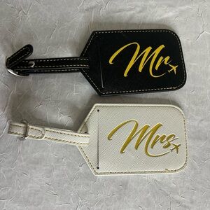 Black and White Mr. and Mrs. Luggage Tags